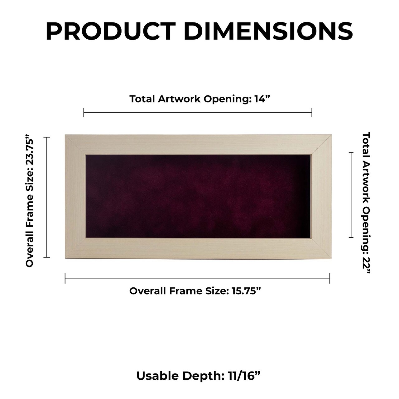 Natural Whitewash Wood Shadow Box Frame with Acrylic Front - Brown Suede Backing, 30 Sizes